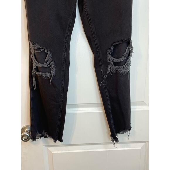 Free People Jeans 26 Maggie Black Mid Rise Grunge Button Fly Festival Whimsygoth - Picture 7 of 11